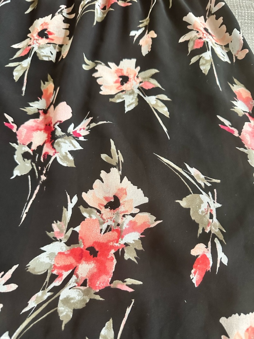 White House Black Market Floral Dress 12 Black Sheer Lace Hem Fit Flare - Picture 8 of 13